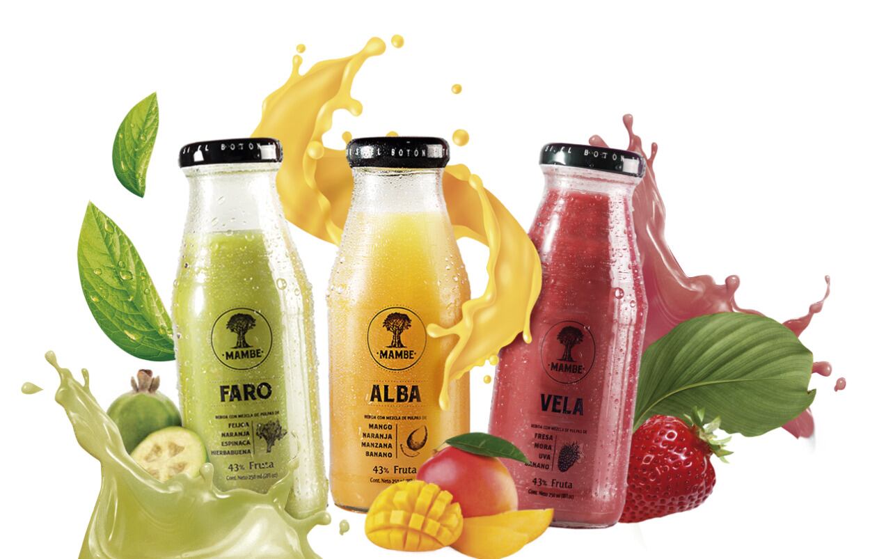 Mambe Blends son bebidas refrescantes y saludables con combinaciones de frutas y verduras, ricas en vitaminas, antioxidantes y potasio.