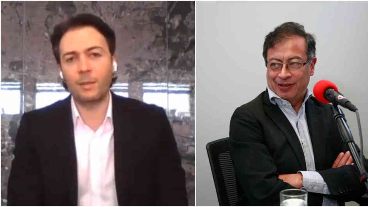 Daniel Quintero, alcalde de Medellín. A la derecha el senador Gustavo Petro