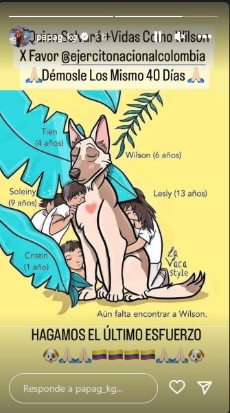 Papá de Karol G pide que no se detenga la búsqueda de perro Wilson.