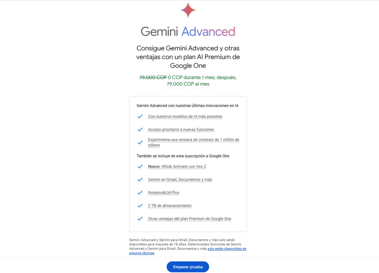 La herramienta Veo 2 se habilita para quienes pagan el plan Gemini Advanced, que cuesta 79.000 COP.