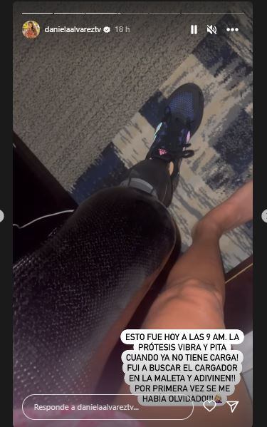 La prótesis de la modelo se quedó sin carga