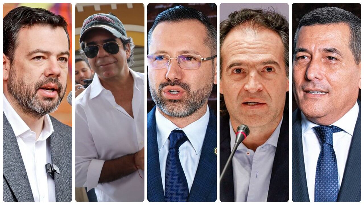 El alcalde de Bogotá, Carlos Fernando Galán; el alcalde de Barranquilla, Álex Char; el alcalde de Bucaramanga, Jaime Beltrán; el alcalde de Medellín, Federico Gutiérrez y el alcalde de Cartagena, Dumek Turbay.
