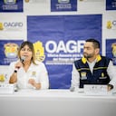 La gobernadora encargada Adriana Truco y Daniel Franco, Director Departamental de la Oficina para la Gestión del Riesgo y Atención de Desastres.