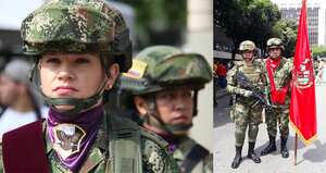 Izquierda: Adriana María Giraldo, directora del dispensario del Batallón Ayacucho del Ejército. Derecha: Adriana Giraldo junto a su esposo, el también Mayor Cristian David Meza.