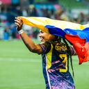 Celebración de Colombia tras ganarle a Jamaica.