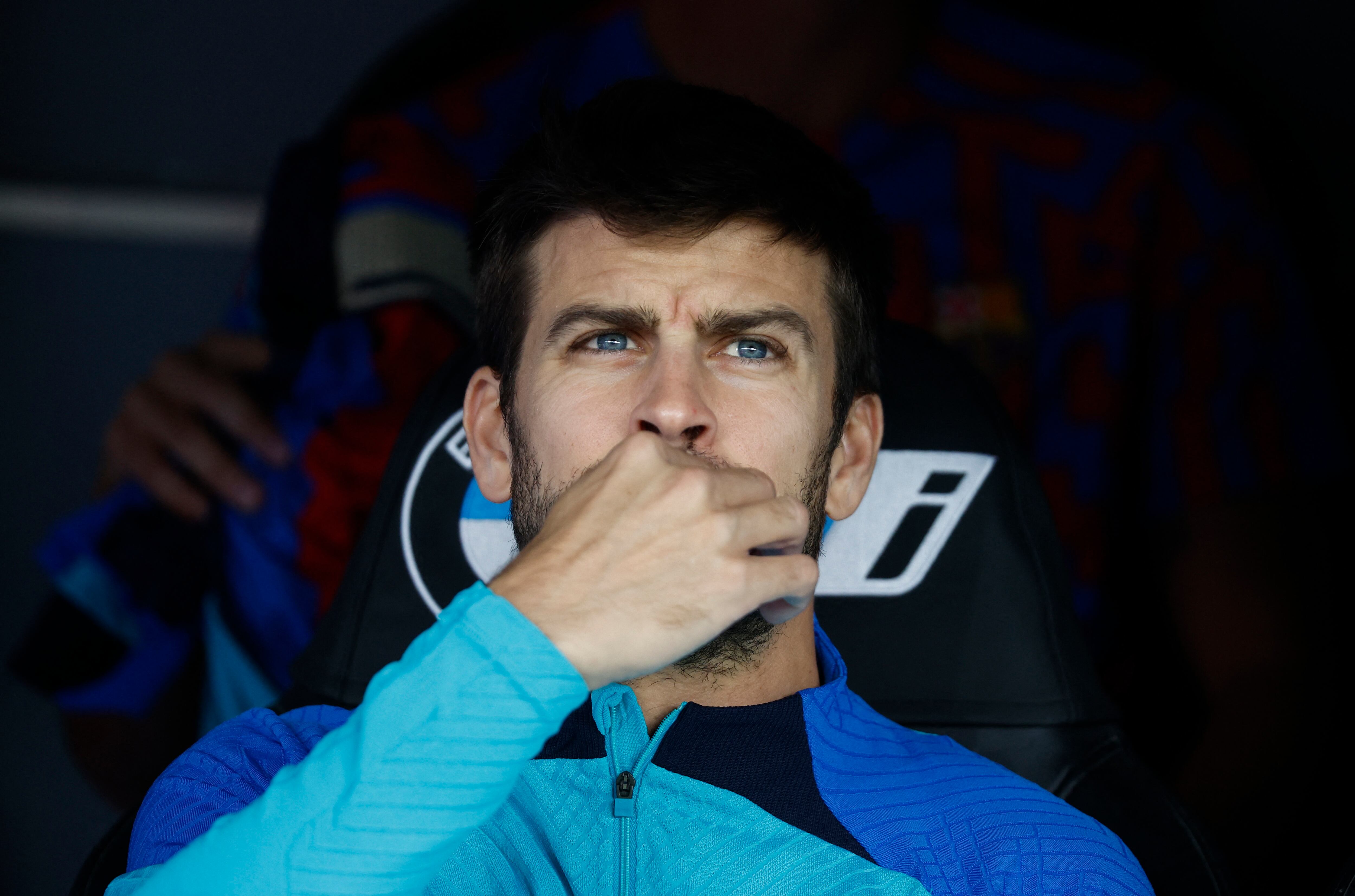 Soccer Football - LaLiga - Real Madrid v FC Barcelona - Santiago Bernabeu, Madrid, Spain - October 16, 2022 FC Barcelona's Gerard Pique is seen in the bench before the match REUTERS/Juan Medina