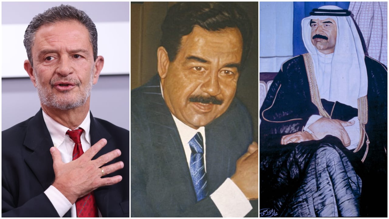 Omar Bula Escobar, nuevo canciller colombiano, y Sadam Husein, exdictador de Irak