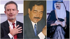 Omar Bula Escobar, nuevo canciller colombiano, y Sadam Husein, exdictador de Irak