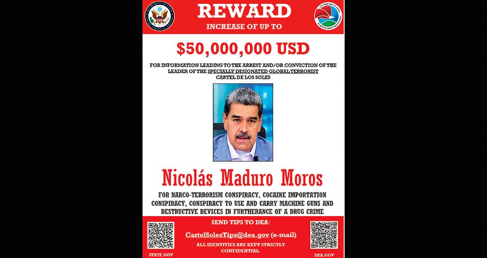 Washington ofrece 50 millones de dólares por información que conduzca a la captura del líder del régimen venezolano