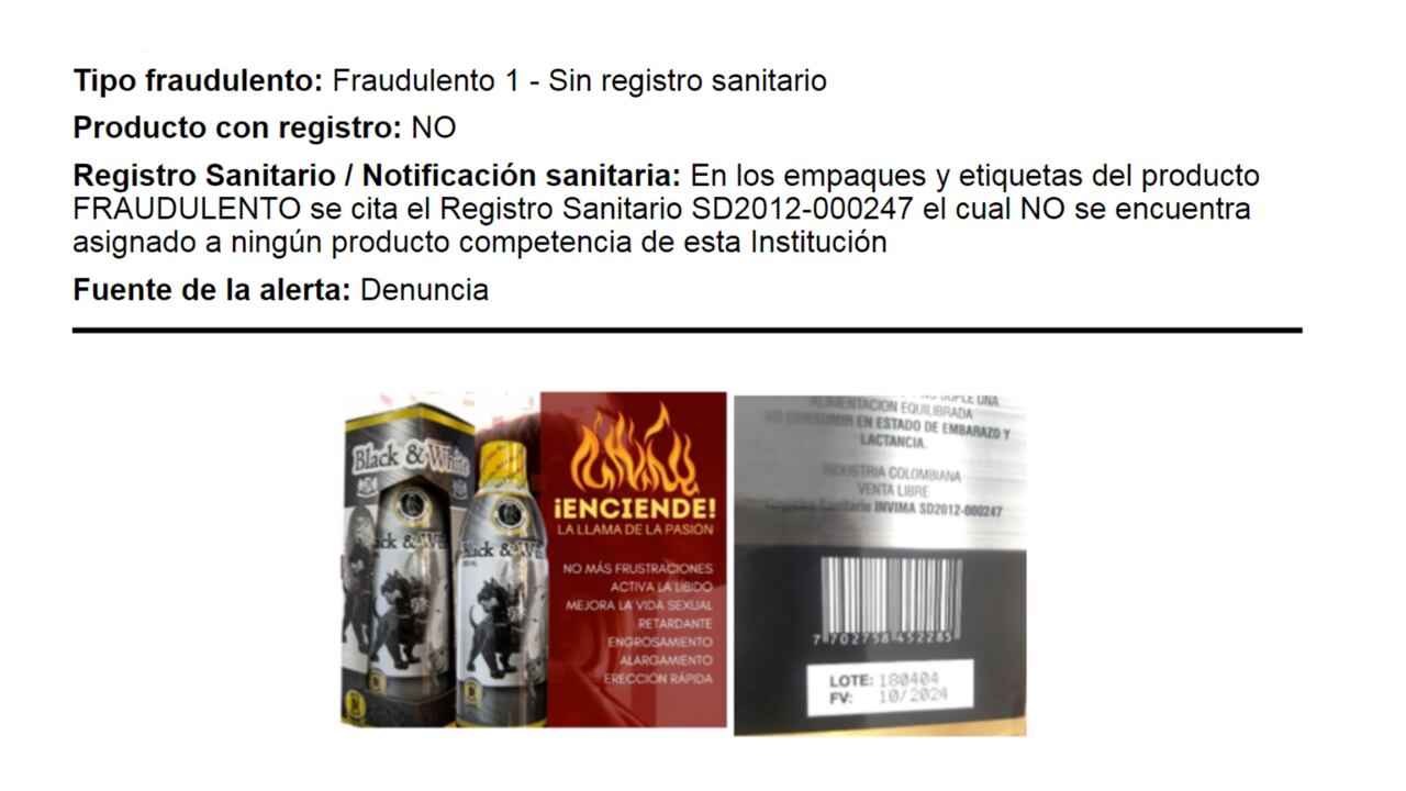 Captura de pantalla de la alerta sanitaria emitida.