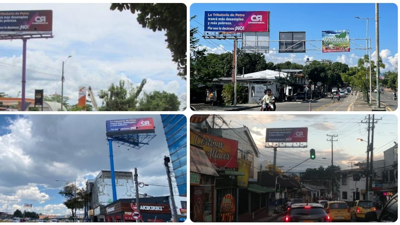 Las vallas de Cambio Radical contra la reforma tributaria de Gustavo Petro.