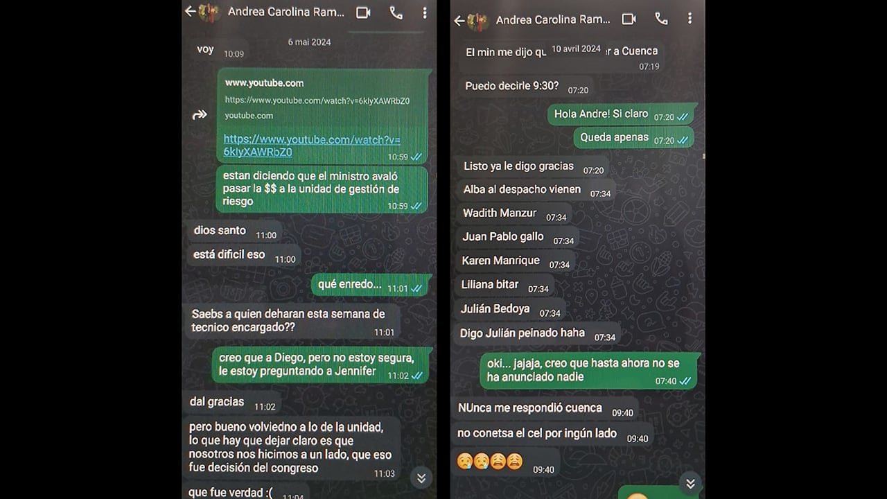 Conversación entre las asesoras sobre el caso de la UNGRD y los congresistas involucrados.