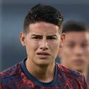 Colombia's James Rodriguez warms up before the South American qualification football match for the FIFA World Cup Qatar 2022 between Argentina and Colombia at the Mario Kempes Stadium in Cordoba, Argentina on February 1, 2022. (Photo by Juan Mabromata / AFP)