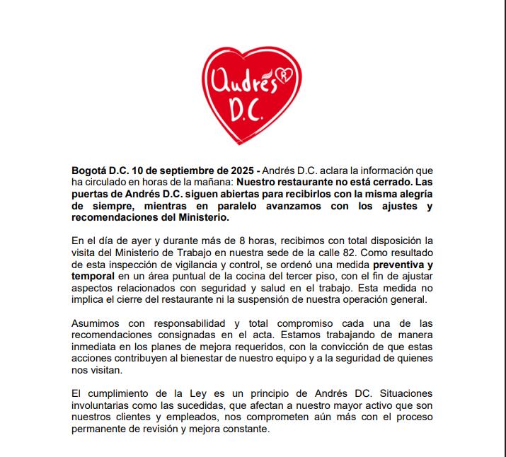 Comunicado de Andrés DC