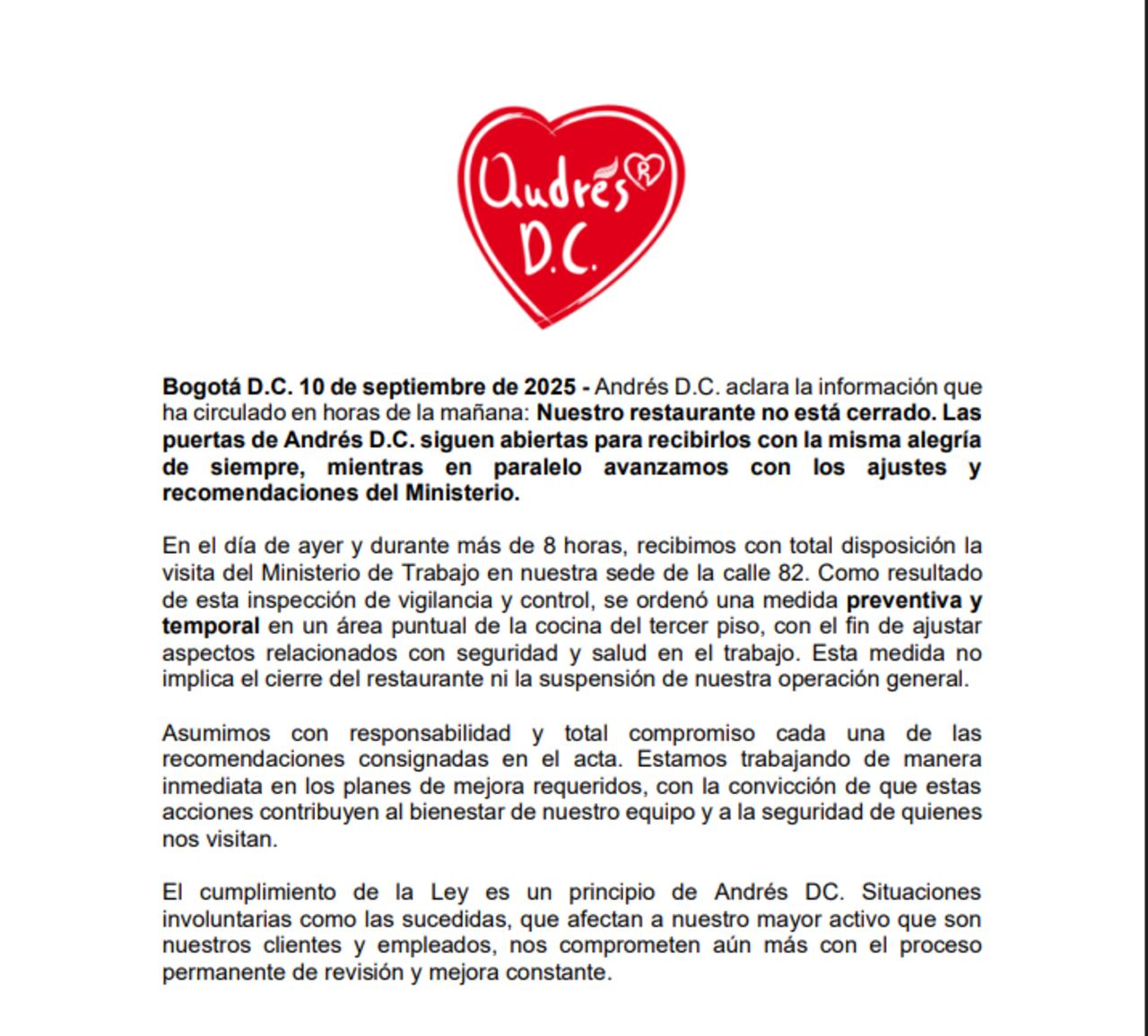 Comunicado de Andrés DC