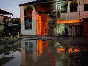Así quedó la bodega tras el incendio.