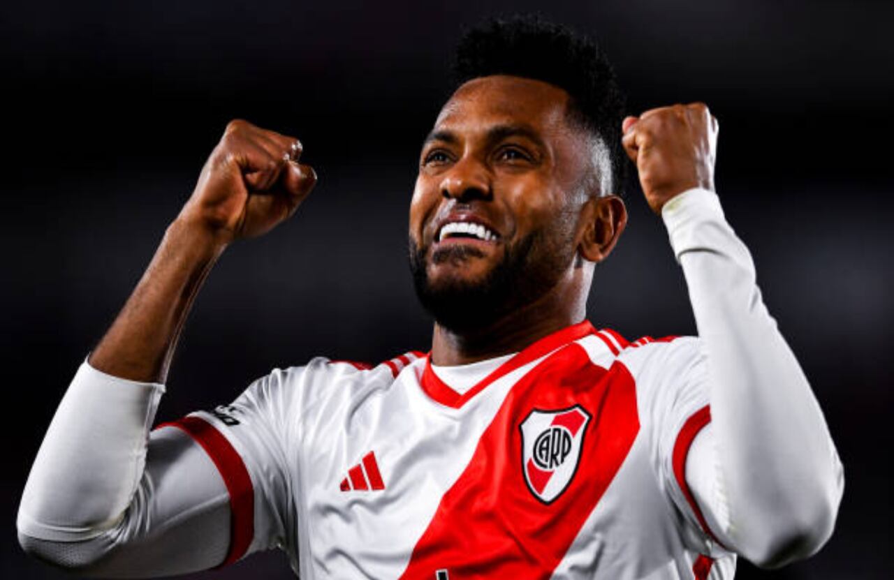 Miguel Ángel Borja marcó doblete ante Arsenal en la Liga Argentina