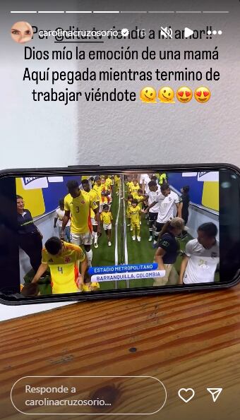 Carolina Cruz compartió su emoción por ver a su hijo saliendo a la cancha con James Rodríguez.