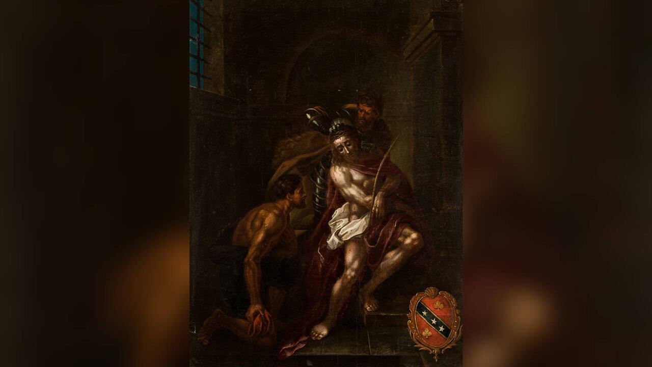 Este es el cuadro La coronación de espinas”, un ‘ecce homo’ de poderosos claroscuros atribuido ahora a Caravaggio.