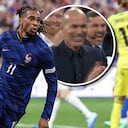 Felicidad absoluta para Zinedine Zidane (der.) luego de la brillante actuación conjunta de Francia, que acabó en golazo de Olise (centro).
