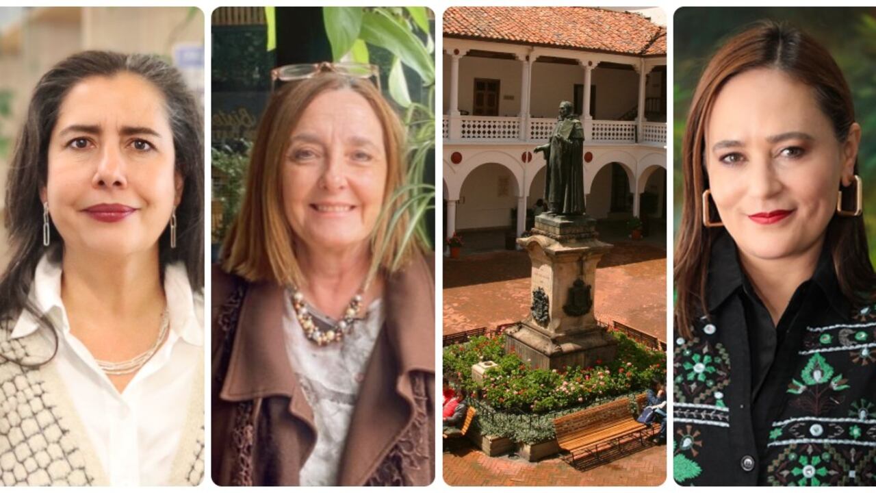 En la recta final, hay tres hombres y tres mujeres:(de izquierda a derecha) Ana Isabel Gómez, Martha Penen Lastra y Juanita Villaveces.