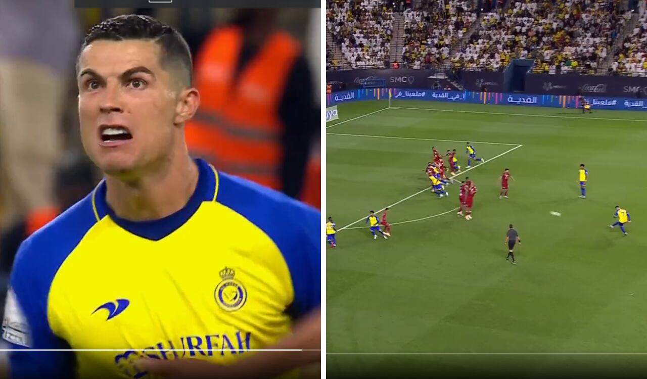 Cristiano Ronaldo celebró a rabiar al gol del empate ante Abha Club.