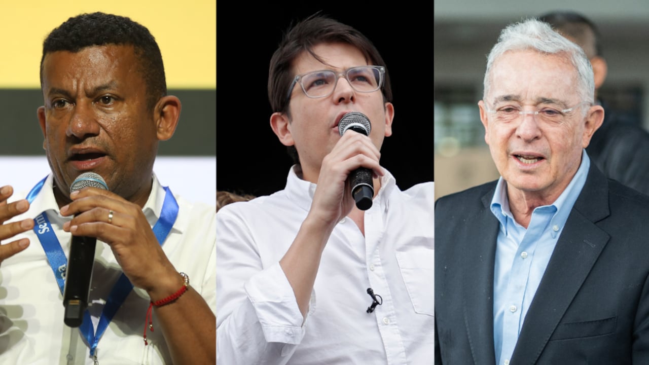 Gobernador de Nariño, Luis Alfonso Escobar; Miguel Uribe Turbay, y Álvaro Uribe.