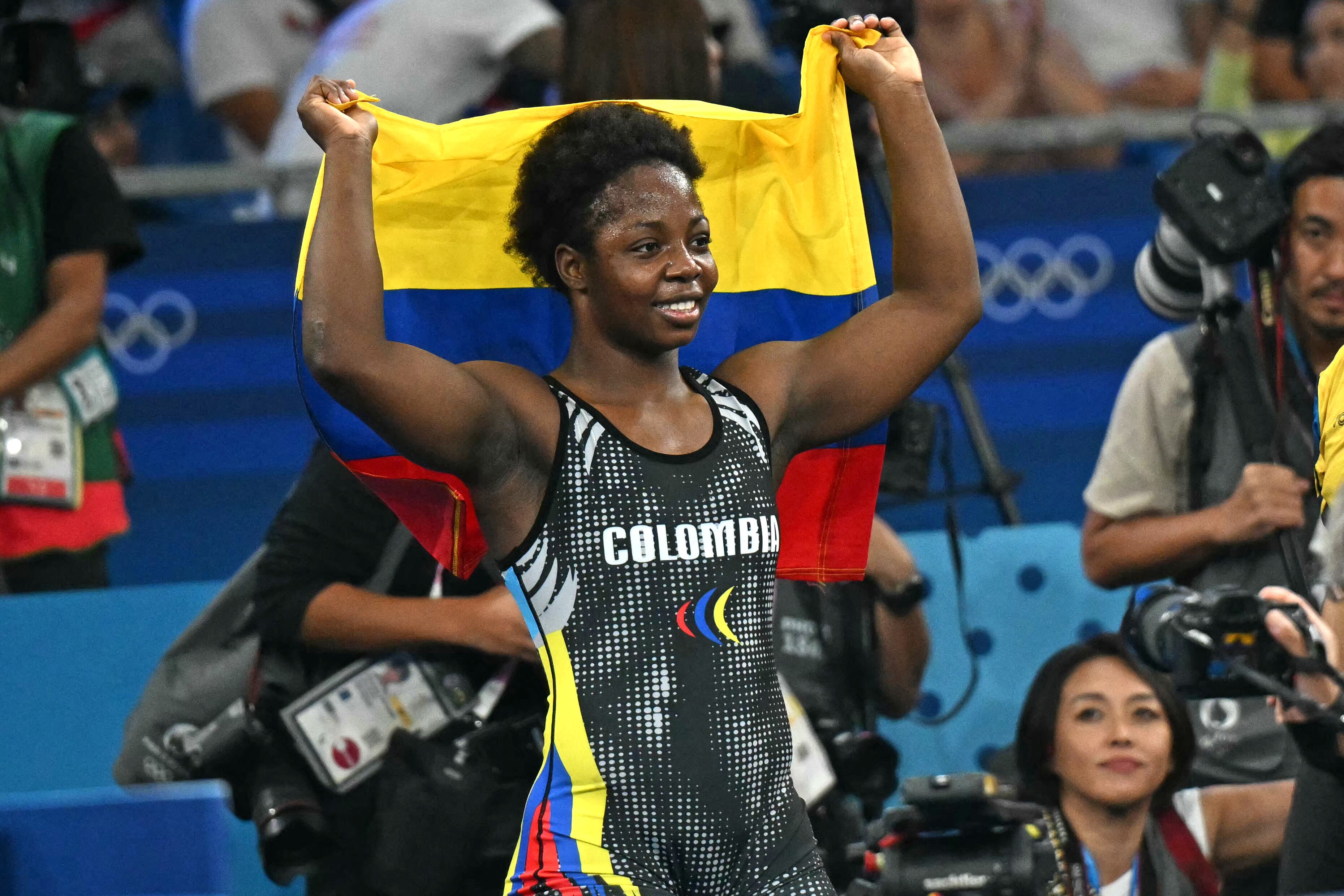 La atleta Tatiana Rentería tras obtener medalla de bronce en los Juegos Olímpicos.