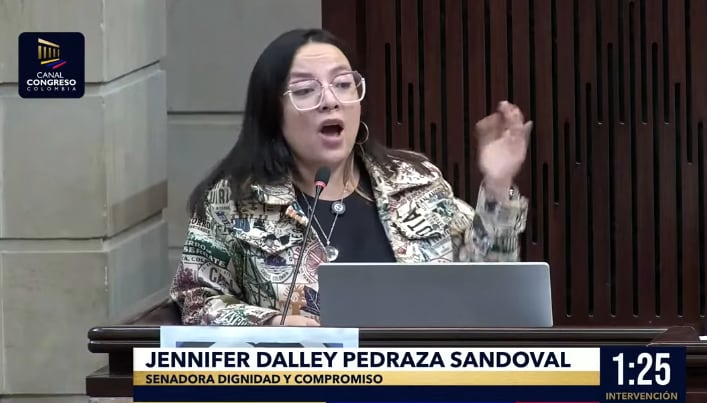 Jennifer Pedraza, congresista, en la sesión plenaria donde se subsanó el vicio de procedimiento de la Reforma Pensional.