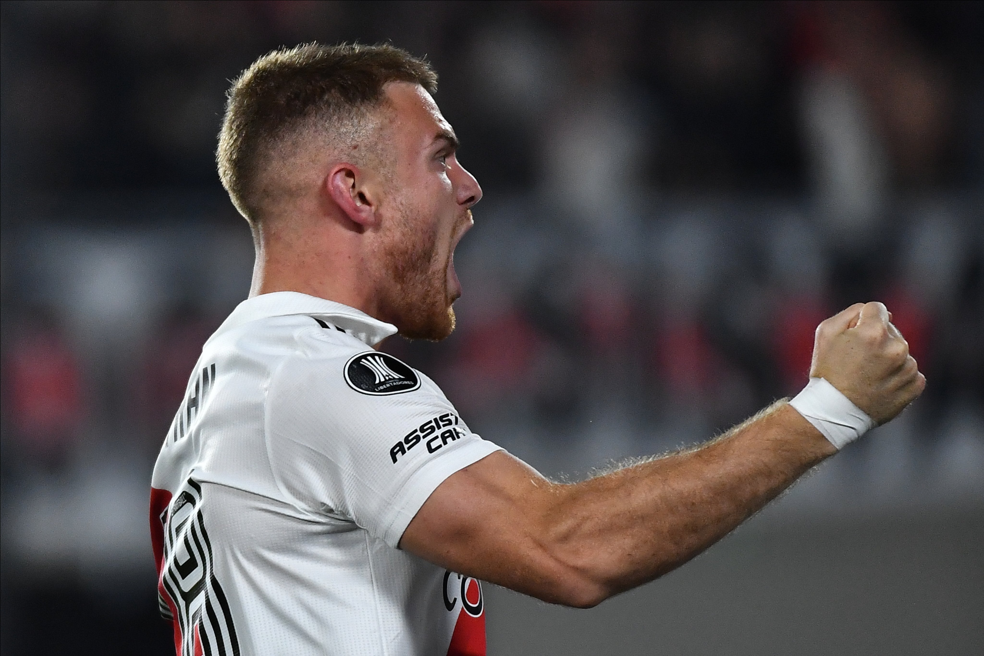 Lucas Beltrán, jugador de River Plate, tras marcar su gol ante Fluminense en Copa Libertadores