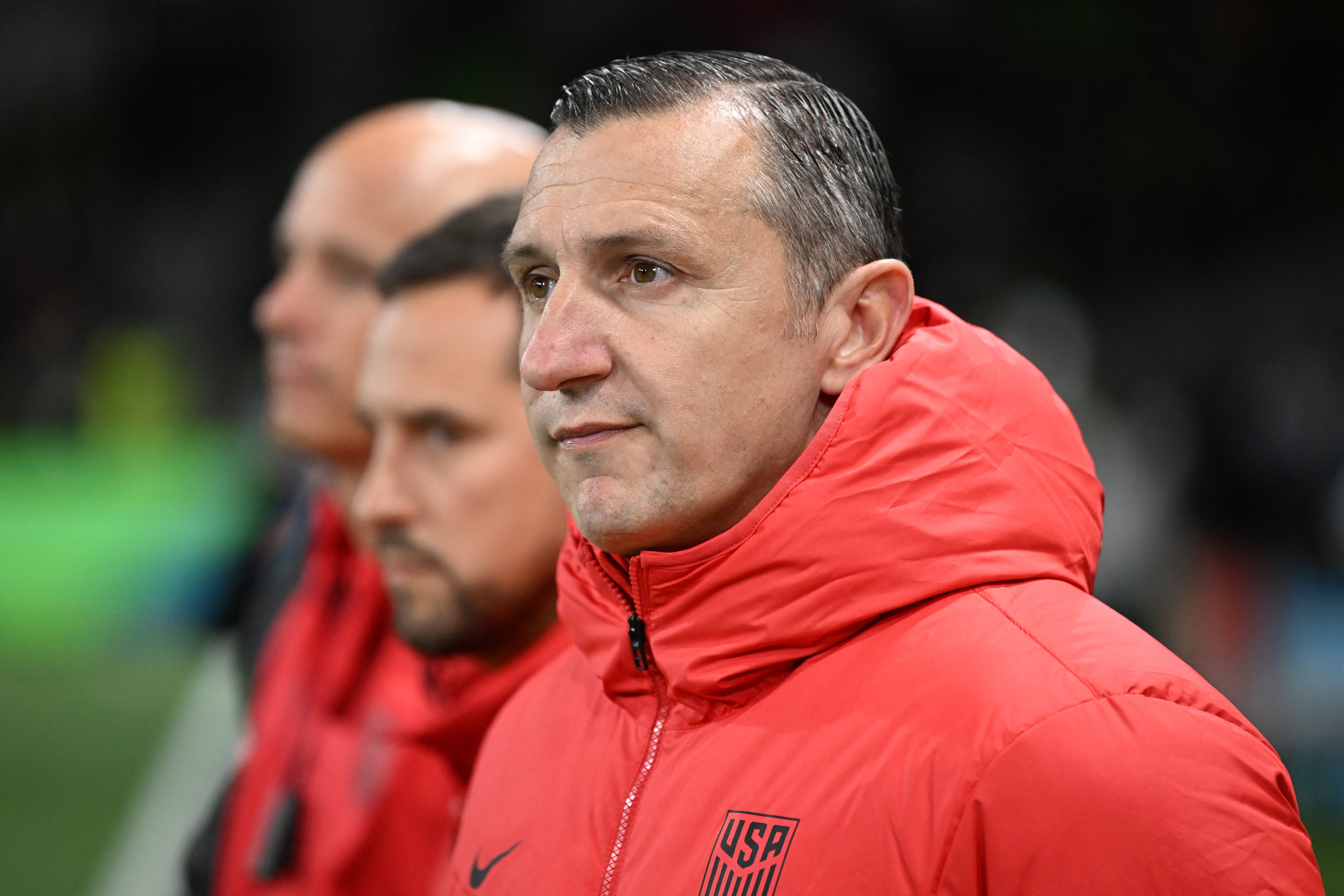 (FILES) USA's coach Vlatko Andonovski is seen prior to the Australia and New Zealand 2023 Women's World Cup round of 16 football match between Sweden and USA at Melbourne Rectangular Stadium in Melbourne on August 6, 2023. United States women's team coach Vlatko Andonovski has resigned following the team's poor showing in the World Cup in Australia and New Zealand, a source with knowledge of the matter told AFP on August 16, 2023. (Photo by WILLIAM WEST / AFP)