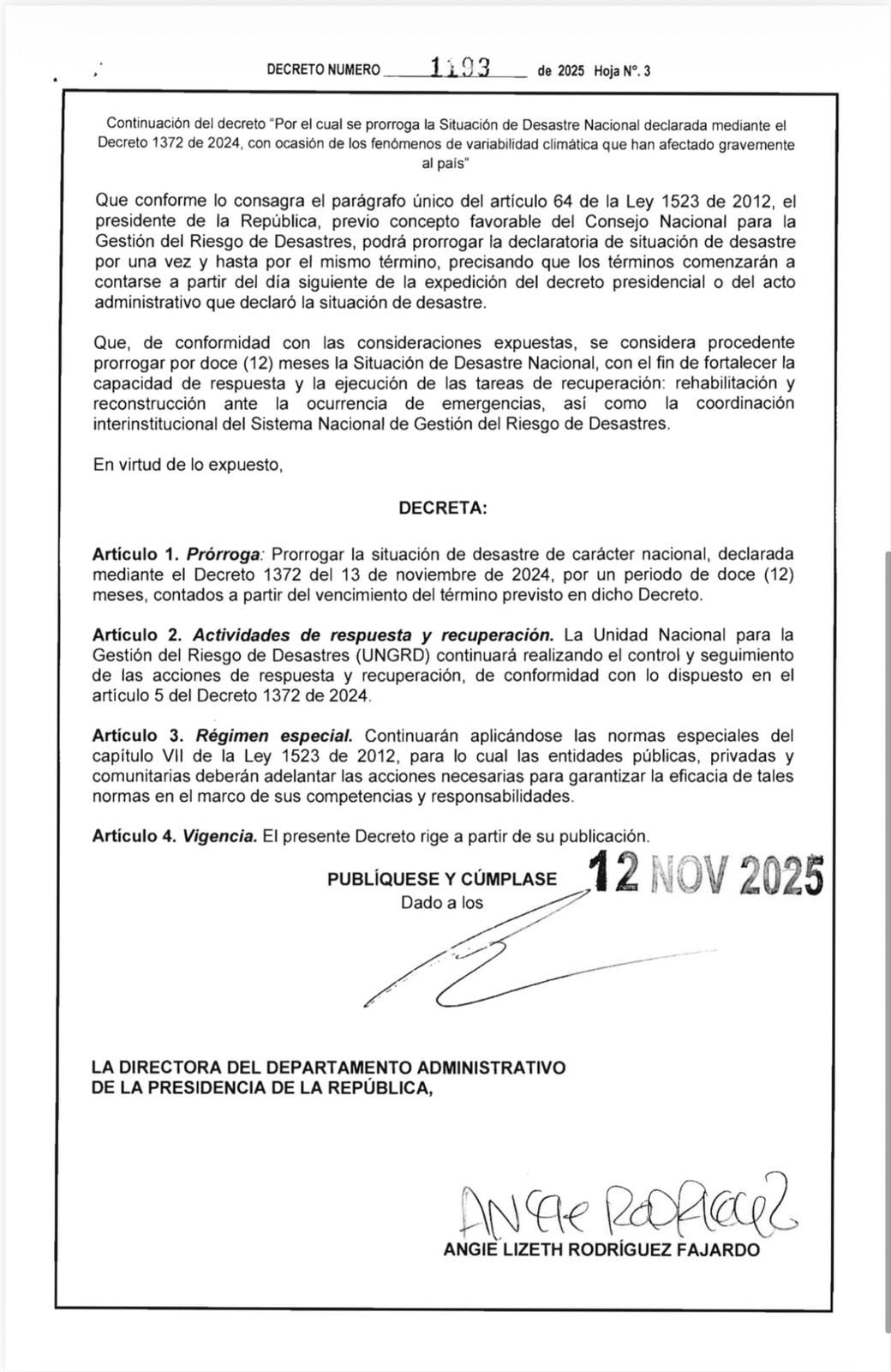 Decreto presidente Gustavo Petro situación de desastre