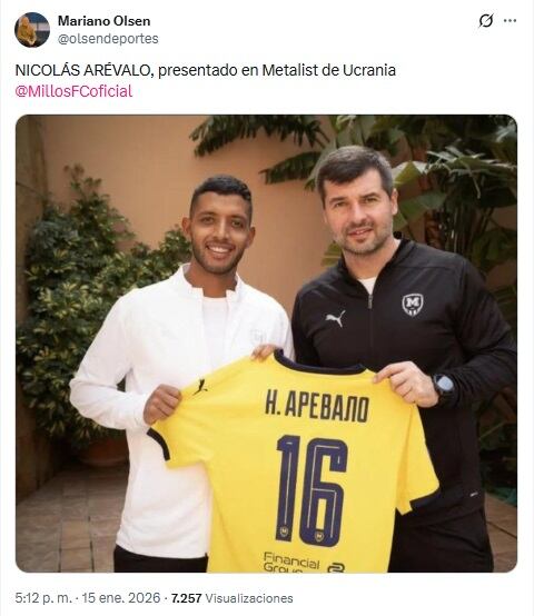 Nicolás Arévalo presentado en Ucrania.