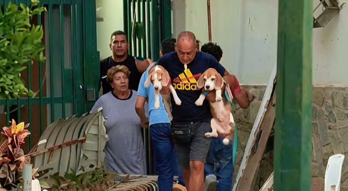 Hombre rescató a sus dos perros durante terremoto en Venezuela