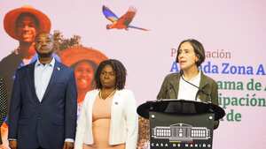 Canciller Luis Gilberto Murillo, vicepresidenta Francia Márquez y ministra de Ambiente Susana Muhamad.