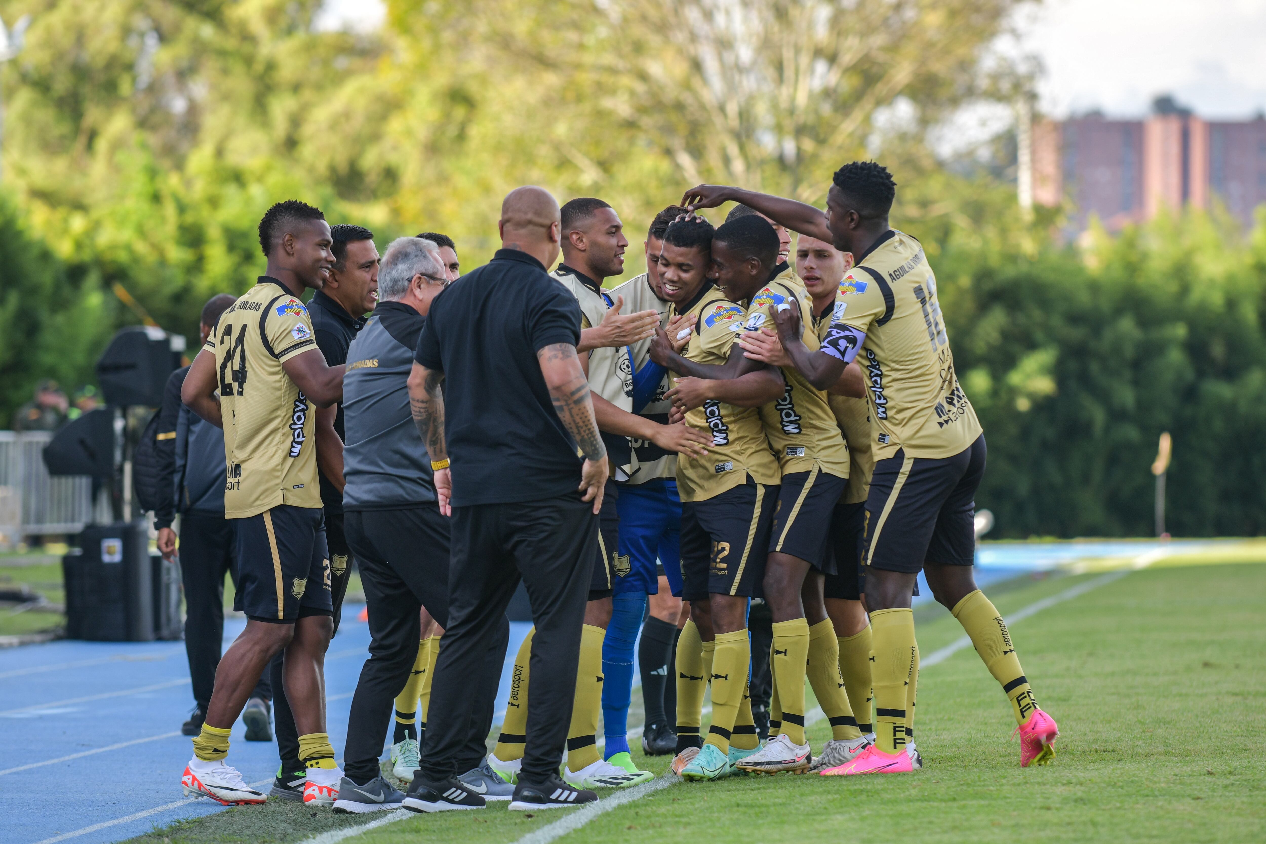 RIONEGRO. 15 de octubre de 2023. Águilas Doradas y Alianza Petrolera se enfrentan en la fecha 17 de la Liga BetPlay 2023 II. Jesús David Rivas y Marco Pérez hicieron los primeros dos goles en el primer tiempo. (Colprensa David Jaramillo).
