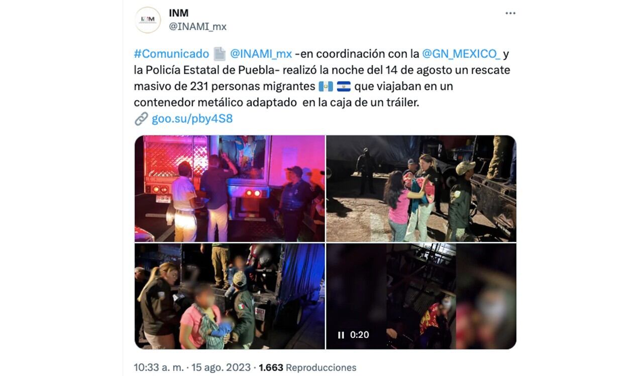 Así informaron las autoridades mexicanas sobre el rescate de los migrantes.