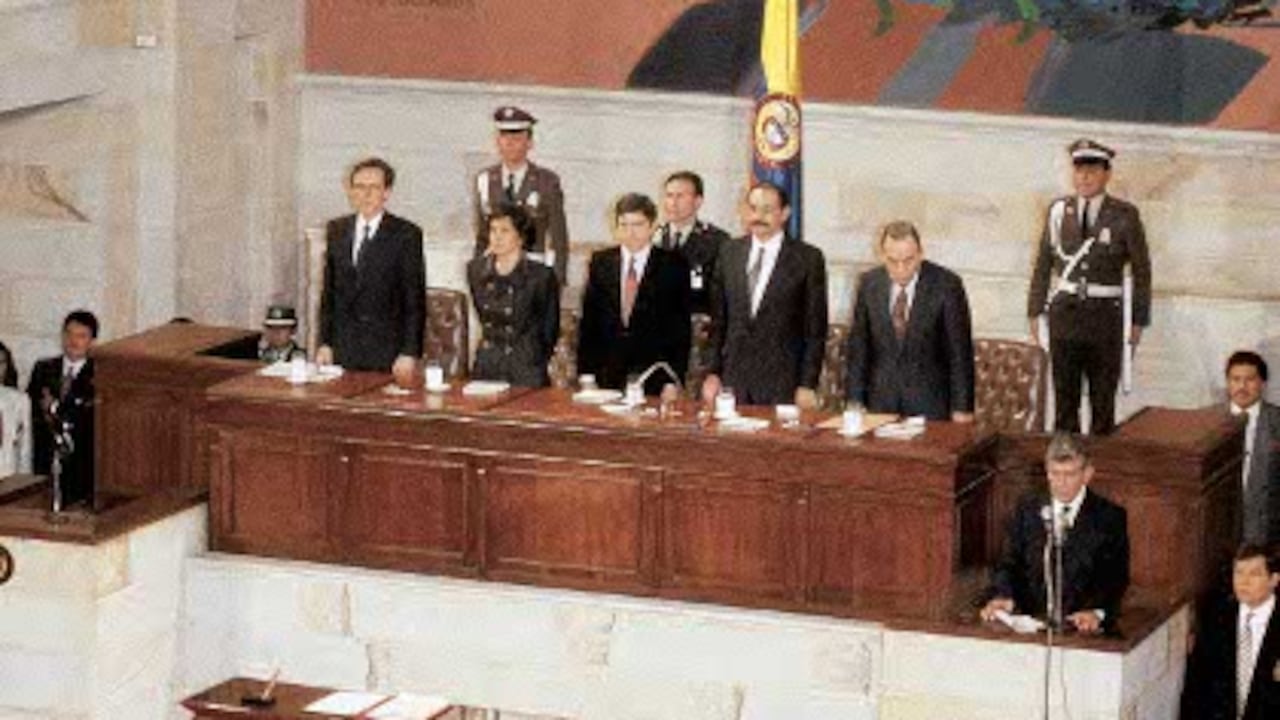 Antonio Navarro, César Gaviria, Horacio Serpa y Álvaro Gómez representaron en la asamblea Nacional Constituyente a las diferentes tendencias sociales y de gobierno que se unían en la Constitución Política de 1991