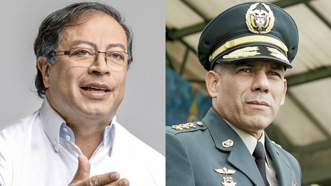 Gustavo Petro y el general Eduardo Zapateiro.