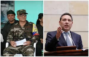 Iván Mordisco, cabecilla del grupos disidente de las Farc Estado Mayor Central, y el ministro de las TIC, Mauricio Lizcano.