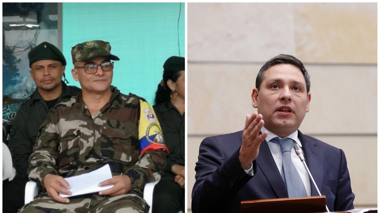 Iván Mordisco, cabecilla del grupos disidente de las Farc Estado Mayor Central, y el ministro de las TIC, Mauricio Lizcano.