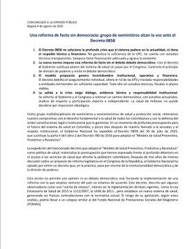 Comunicado exministros de Salud