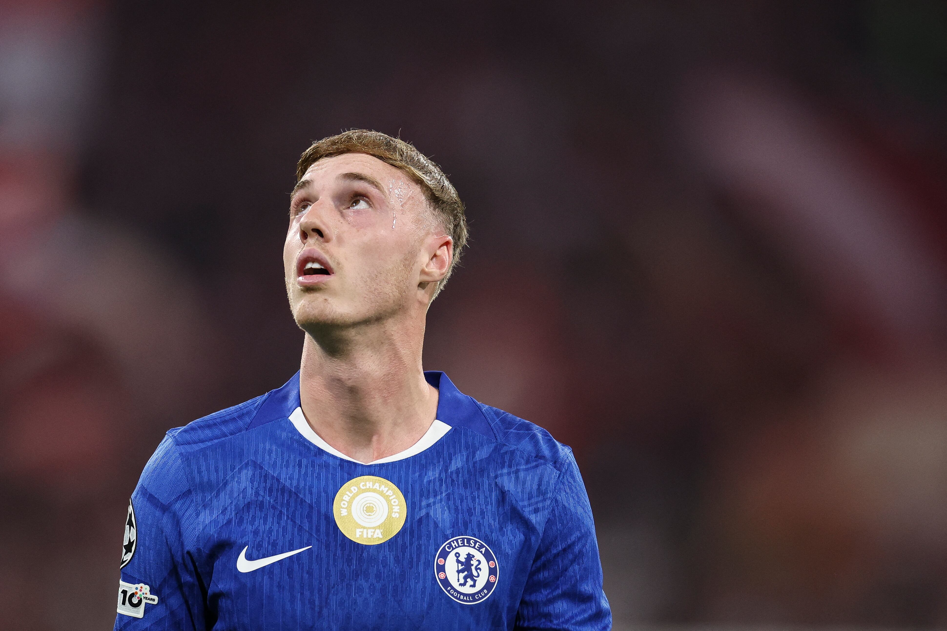 MUNICH, GERMANY - SEPTEMBER 17: Cole Palmer of FC Chelsea looks on during the UEFA Champions League 2025/26 League Phase MD1 match between FC Bayern M�nchen and Chelsea FC at Football Arena Munich on September 17, 2025 in Munich, Germany. (Photo by Maja Hitij/Getty Images) (Photo by MAJA HITIJ / GETTY IMAGES EUROPE / Getty Images via AFP)