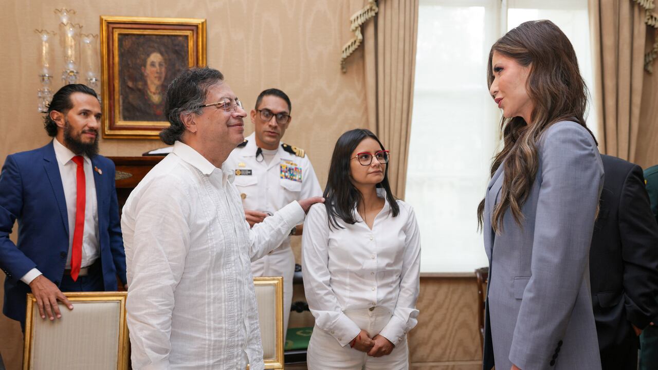 El presidente, Gustavo Petro, reunido con Kristi Noem, secretaria de Seguridad Nacional de los Estados Unidos, el 27 de marzo de 2025 en Bogotá