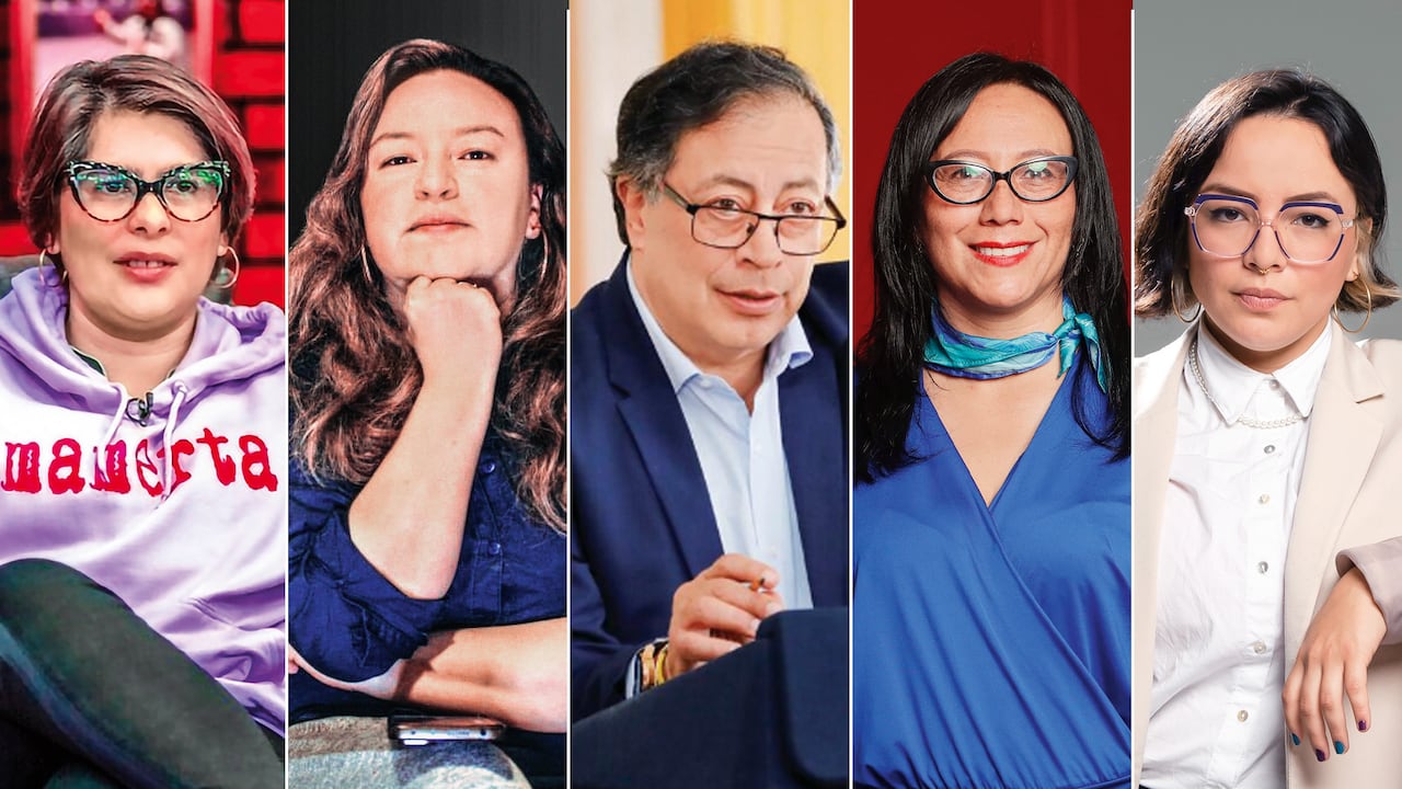 Juliana Afanador, Diana Otavo, Gustavo Petro, Alexandra Vásquez y Jennifer Pedraza.