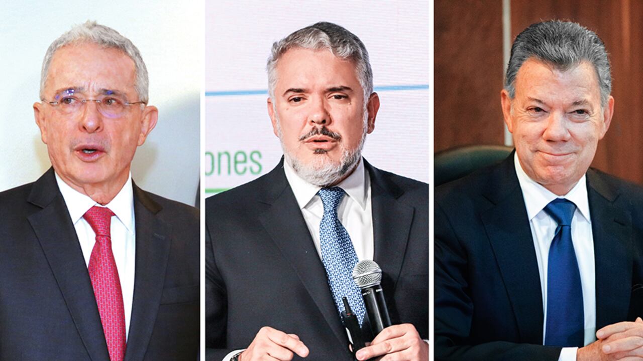 De izquierda a derecha: Álvaro Uribe Vélez, Iván Duque y Juan Manuel Santos.