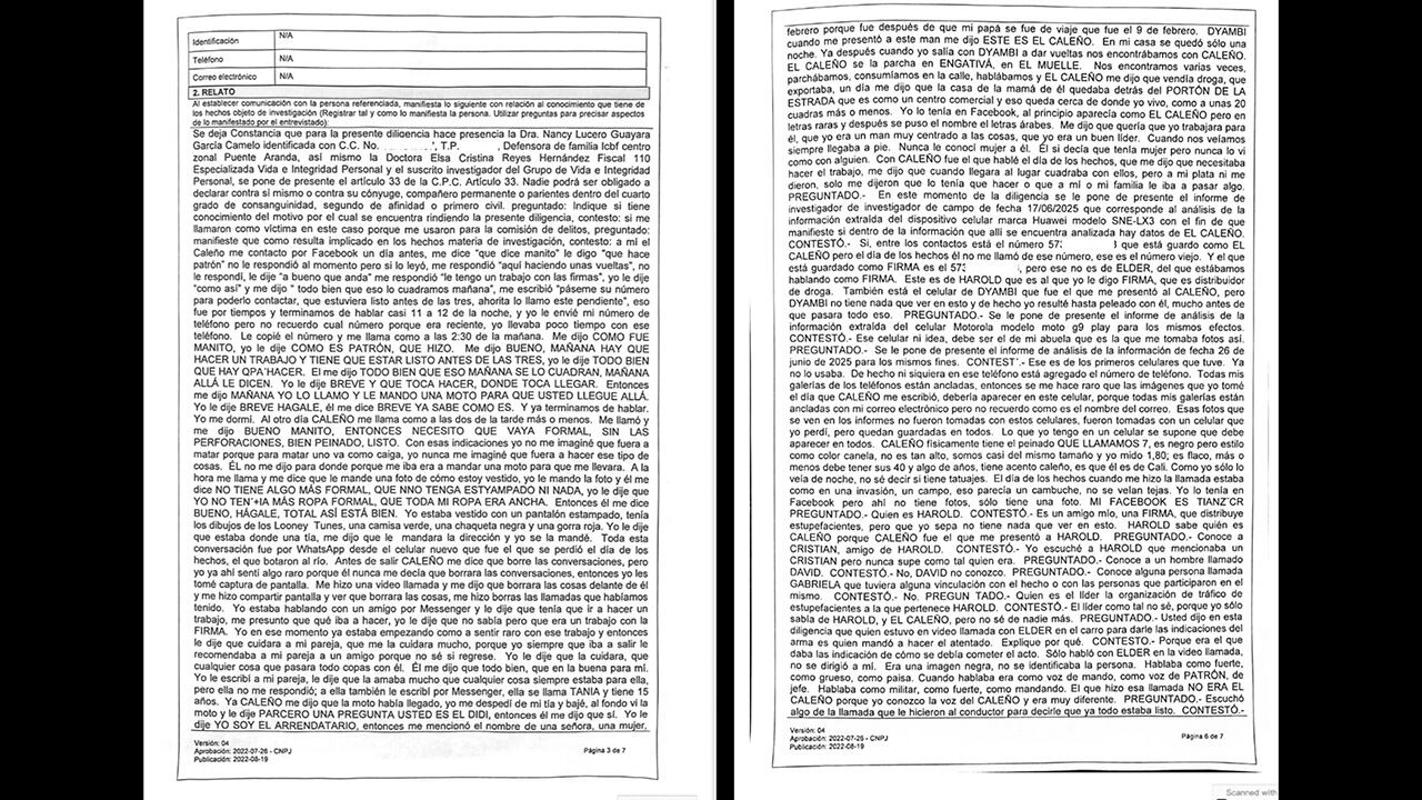 Testimonio del menor de edad sobre el día del asesinato del senador Miguel Uribe Turbay.