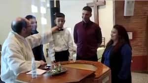 Viral momento en bautizo en que niño dijo que quería "ser Messi"