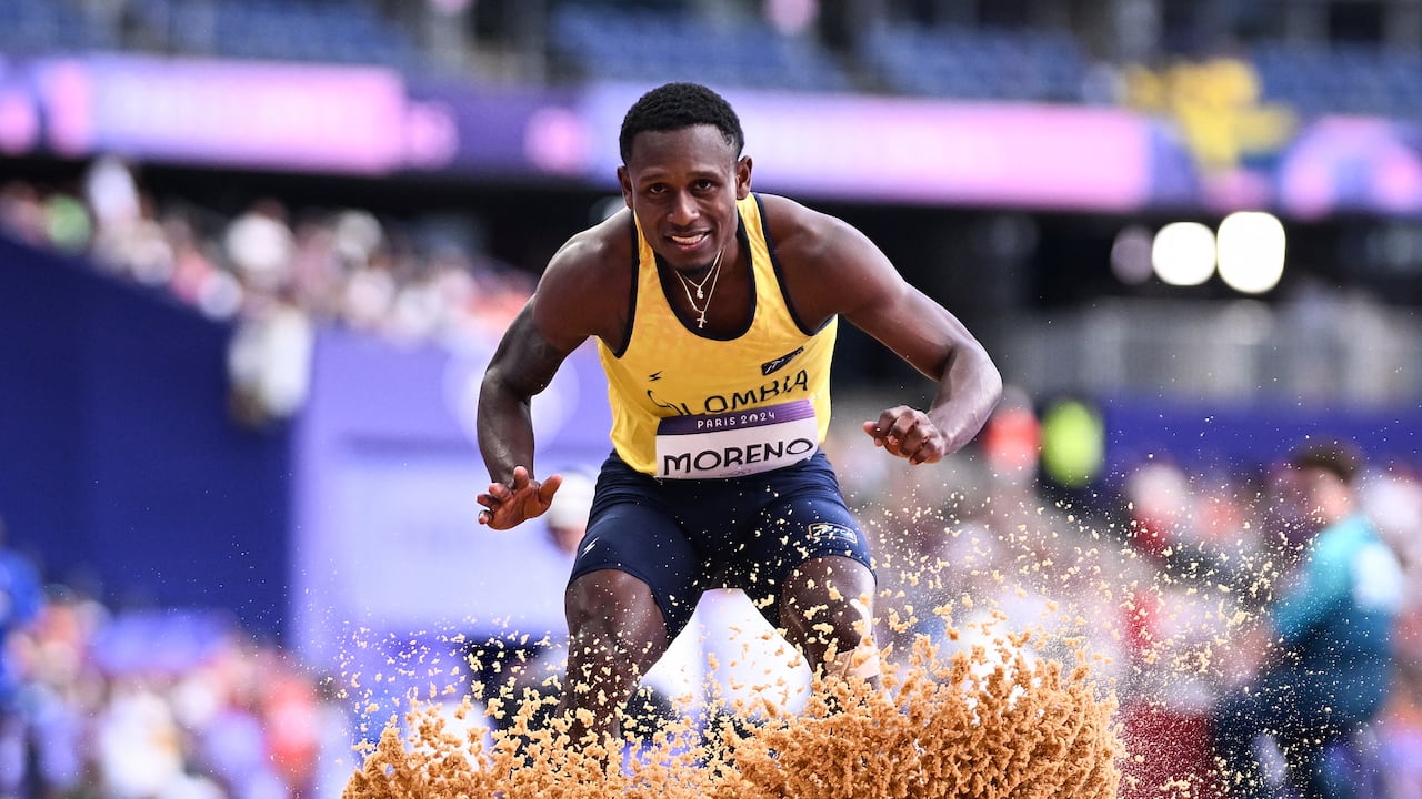 Geiner Moreno, atleta colombiano en la prueba de salto triple
