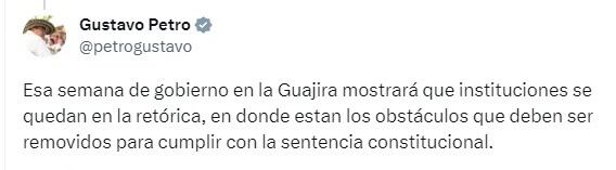 Gustavo Petro anuncia que gobernará desde La Guajira.